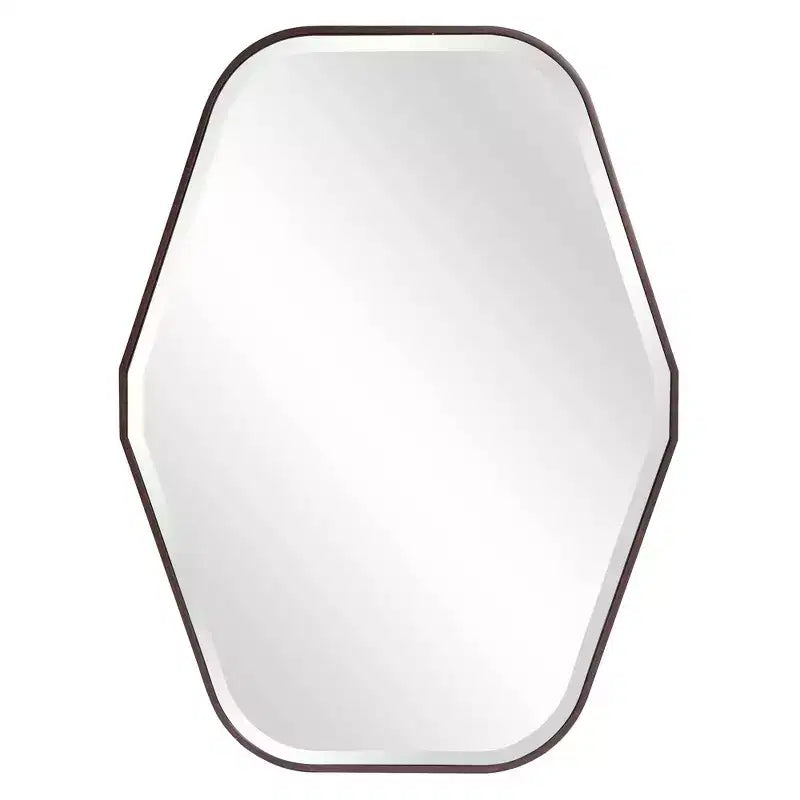 Howard Elliott 39"x29" Octagonal Wall Mirror with Espresso Stained Wood Frame: Modern Style, No Assembly Required, Wall Mount