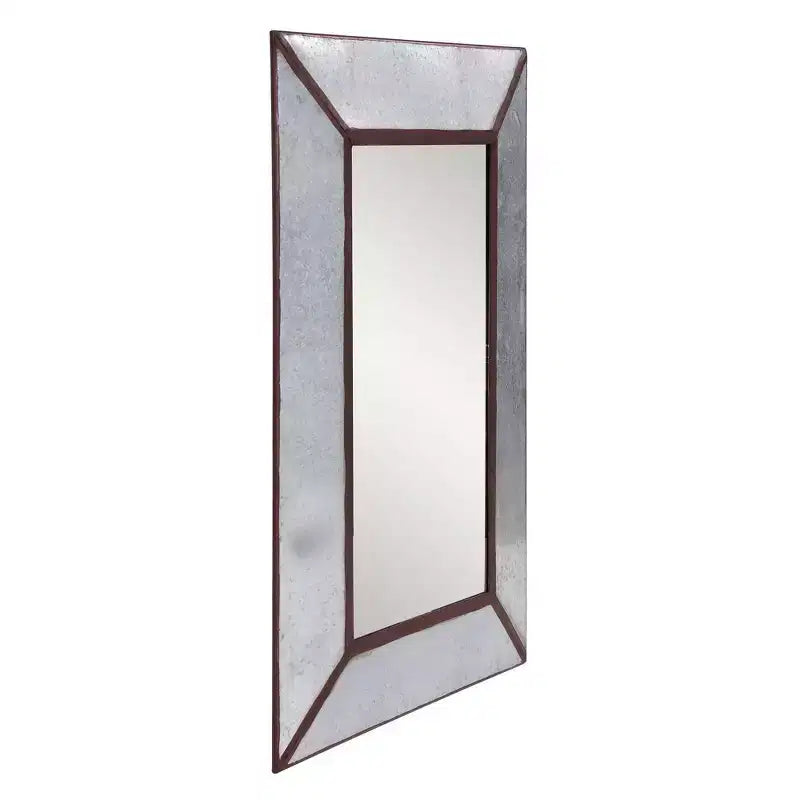 Miroir mural rectangulaire en métal finition rouille – Simple