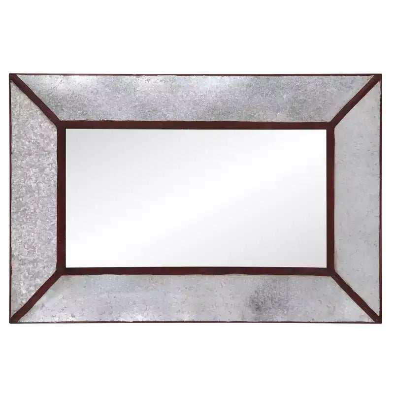 Miroir mural rectangulaire en métal finition rouille – Simple