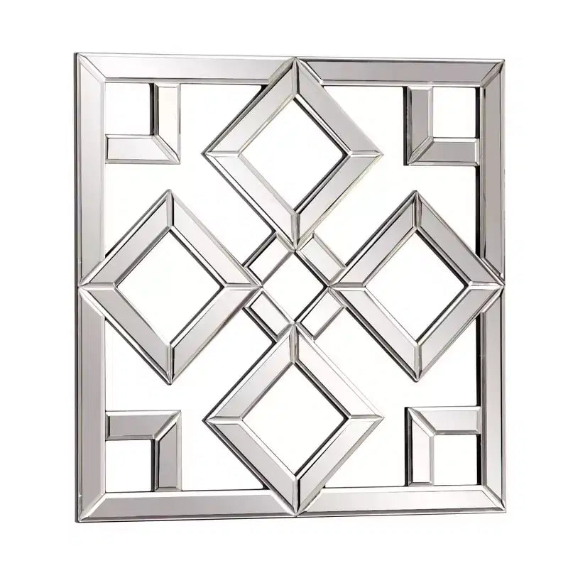 Miroir mural carré quadrillé argenté – Simple, Montage mural
