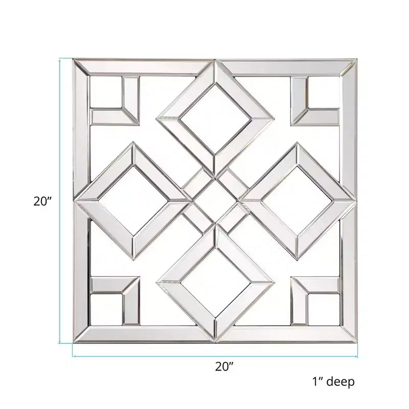 Miroir mural carré quadrillé argenté – Simple, Montage mural