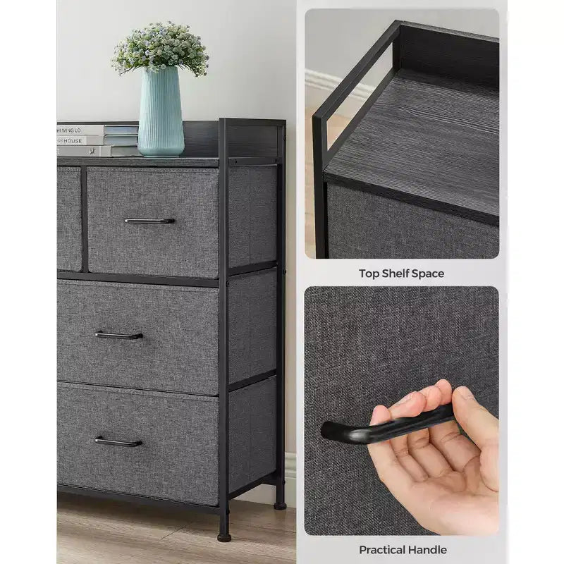 Commode noire à 7 tiroirs en acier pour adultes