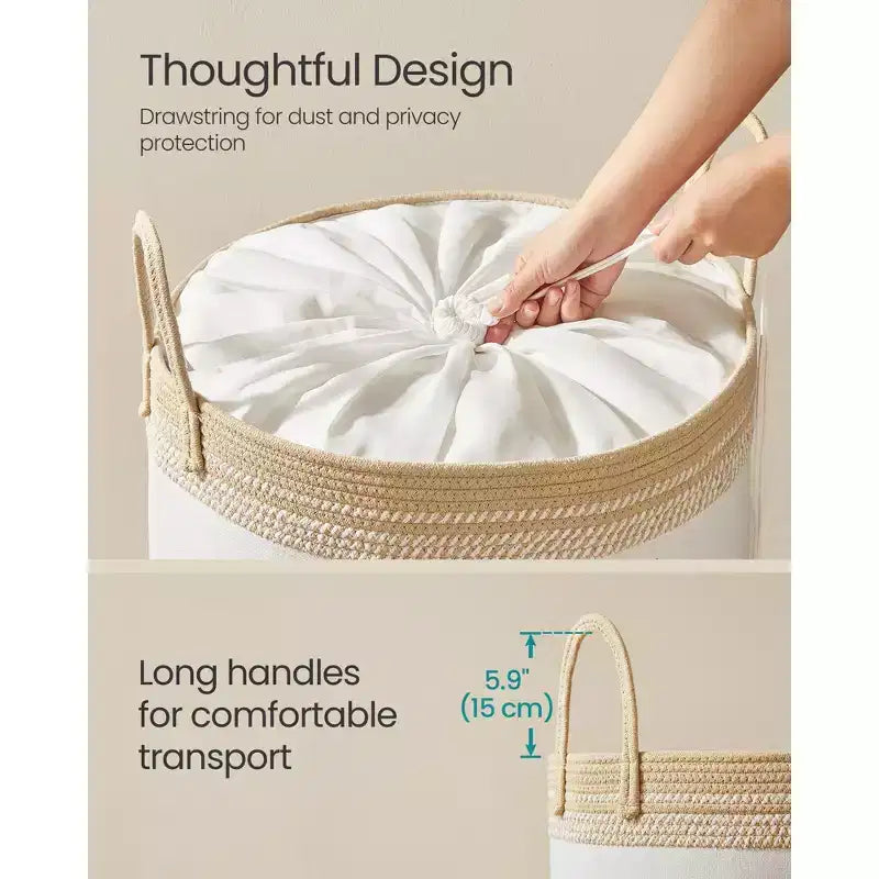 Panier à linge marron camel / gris colombe avec couvercle et poignées, 90 L, pour 1 à 2 personnes