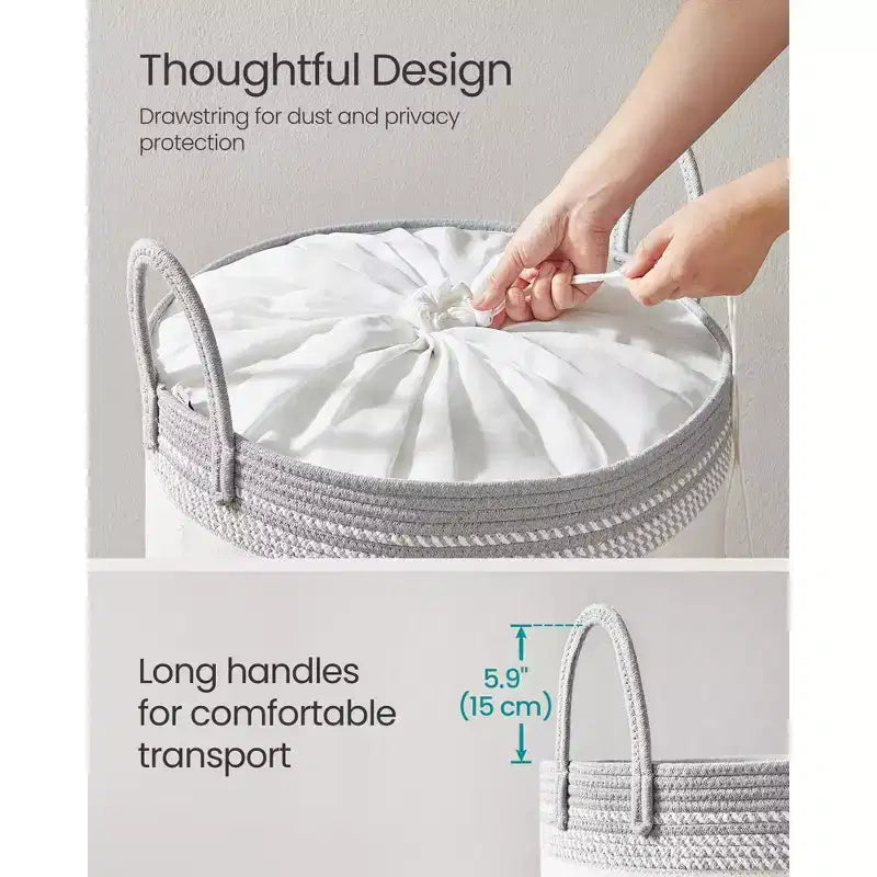 Panier à linge marron camel / gris colombe avec couvercle et poignées, 90 L, pour 1 à 2 personnes