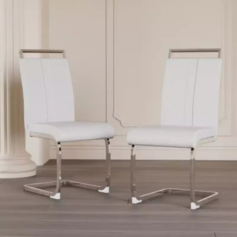 Chaise de salle à manger à dossier haut noire/grise/blanche, lot de 2, pieds en métal en forme de C