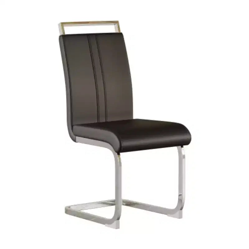 Chaise de salle à manger à dossier haut noire/grise/blanche, lot de 2, pieds en métal en forme de C