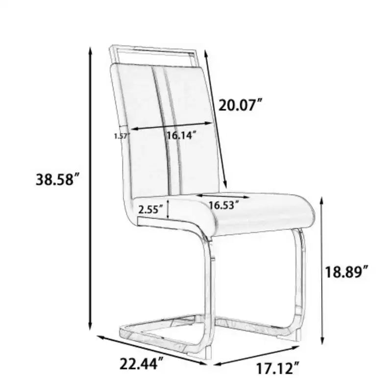 Chaise de salle à manger à dossier haut noire/grise/blanche, lot de 2, pieds en métal en forme de C