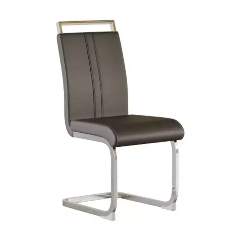 Chaise de salle à manger à dossier haut noire/grise/blanche, lot de 2, pieds en métal en forme de C