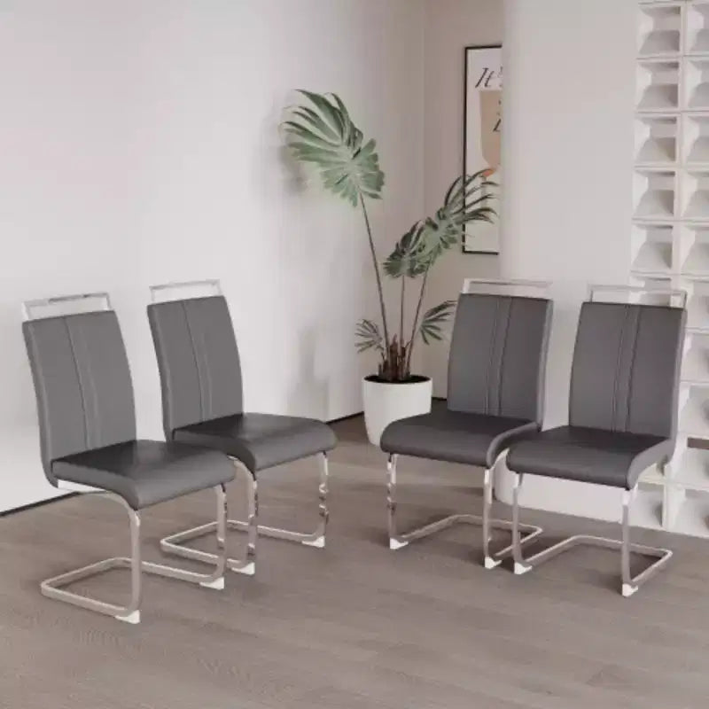 Chaise de salle à manger à dossier haut noire/grise/blanche, lot de 2, pieds en métal en forme de C