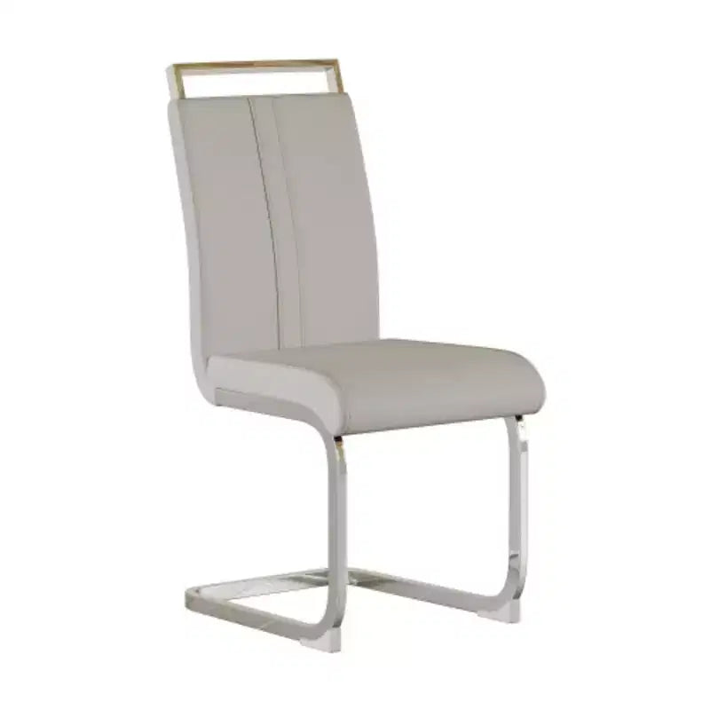 Chaise de salle à manger à dossier haut noire/grise/blanche, lot de 2, pieds en métal en forme de C