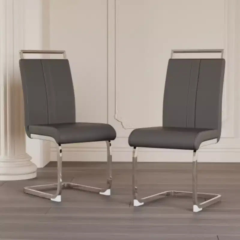 Chaise de salle à manger à dossier haut noire/grise/blanche, lot de 2, pieds en métal en forme de C