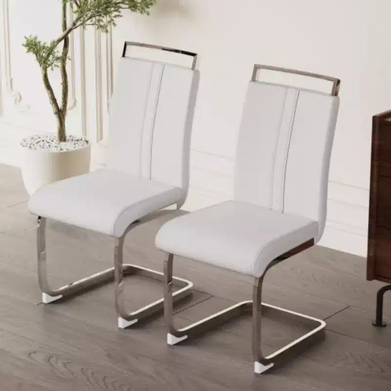 Chaise de salle à manger à dossier haut noire/grise/blanche, lot de 2, pieds en métal en forme de C