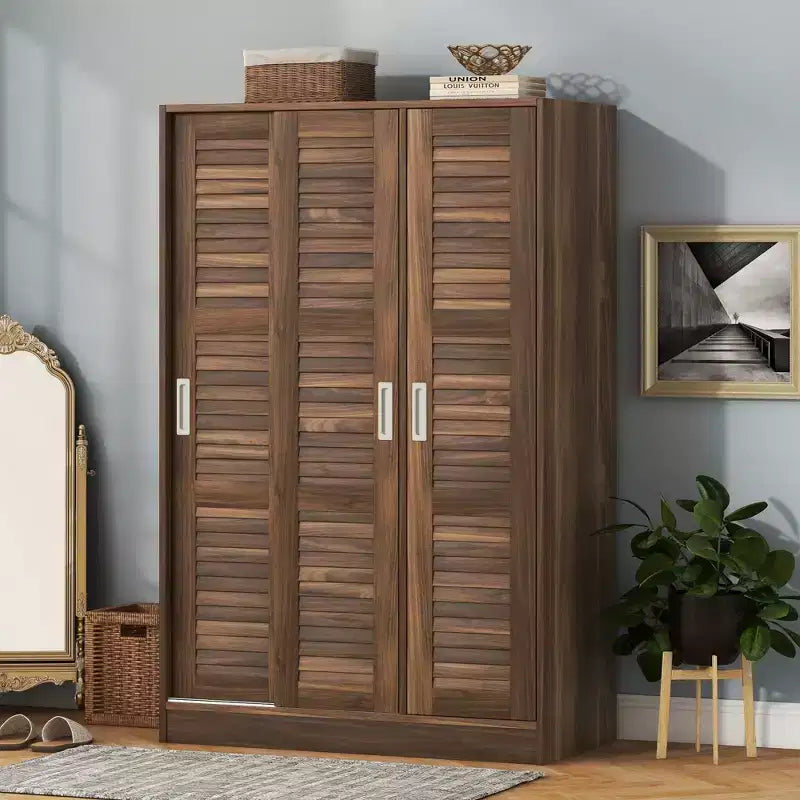 Armoire blanche à 3 portes coulissantes pour adulte seul