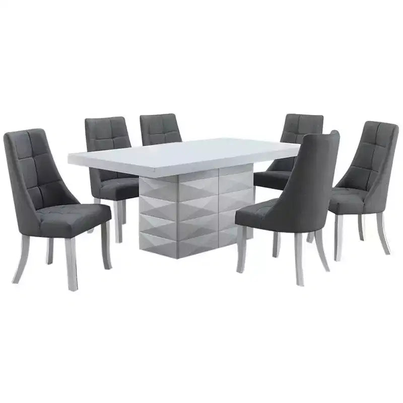 Lot de 2 chaises de salle à manger Parsons en vinyle bleu/gris