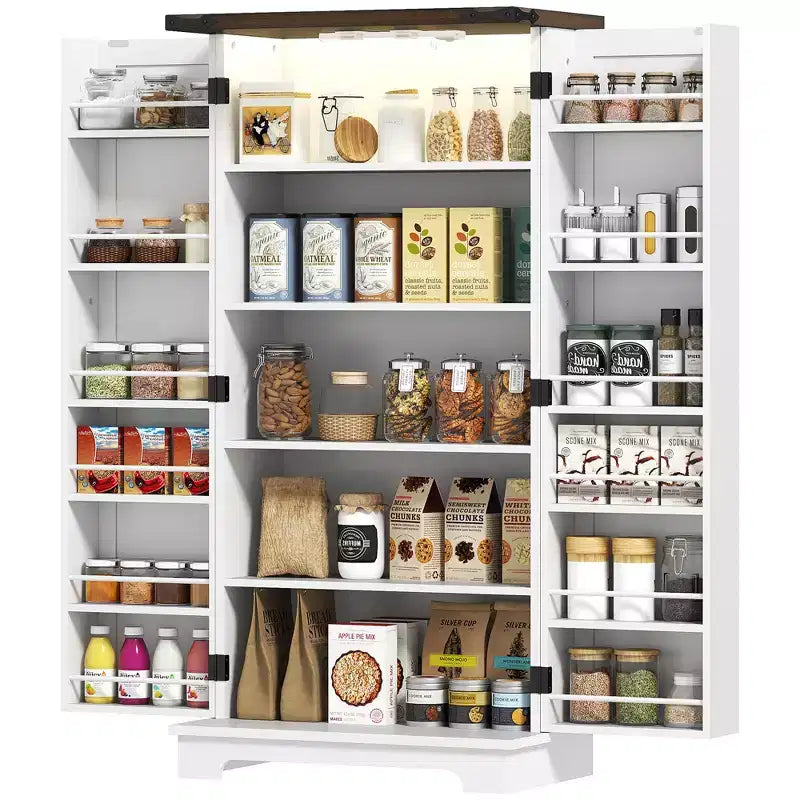 Armoire de cuisine garde-manger avec porte coulissante style grange de ferme blanche 47"