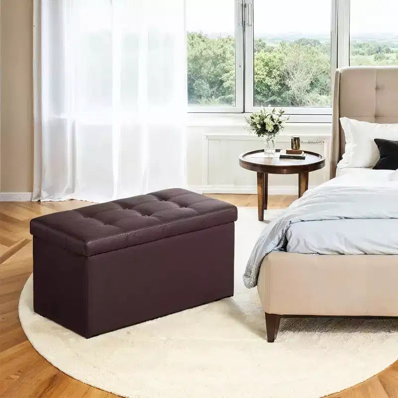 Banc de rangement en similicuir de 76 cm, 7 couleurs, 1 place