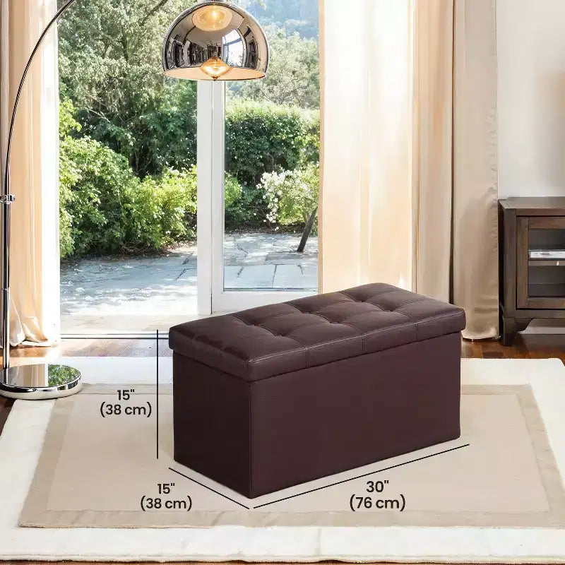 Banc de rangement en similicuir de 76 cm, 7 couleurs, 1 place