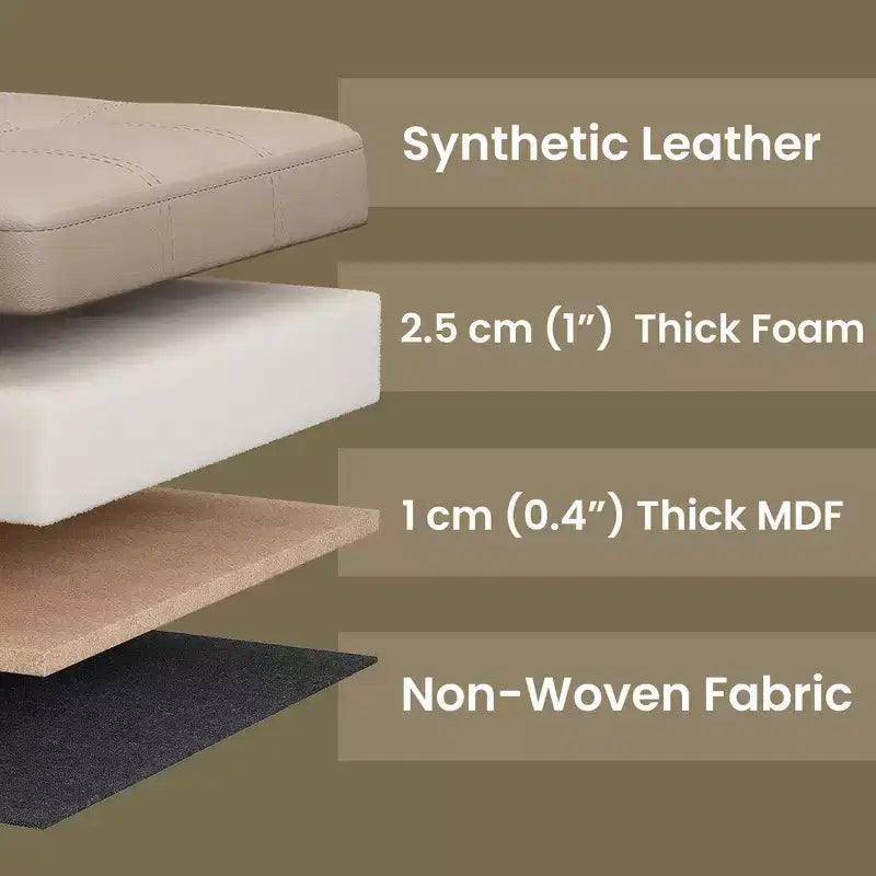Banc de rangement en similicuir de 76 cm, 7 couleurs, 1 place