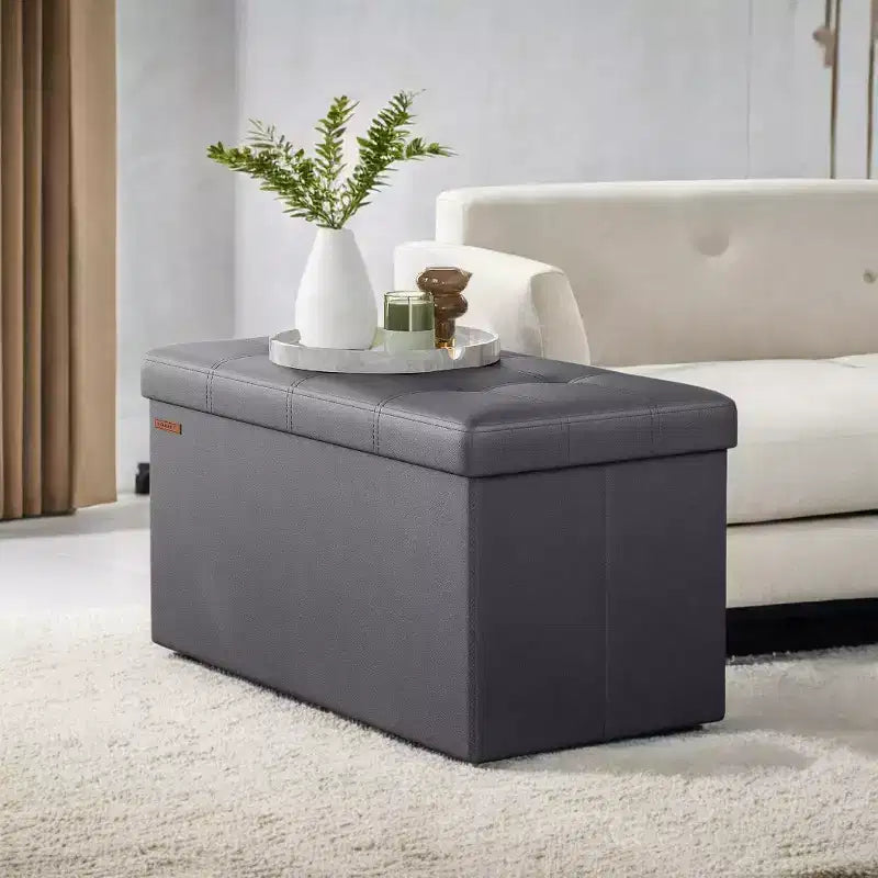 Banc de rangement en similicuir de 76 cm, 7 couleurs, 1 place