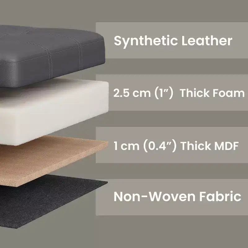 Banc de rangement en similicuir de 76 cm, 7 couleurs, 1 place