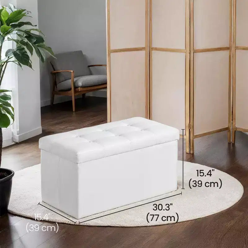Banc de rangement en similicuir de 76 cm, 7 couleurs, 1 place