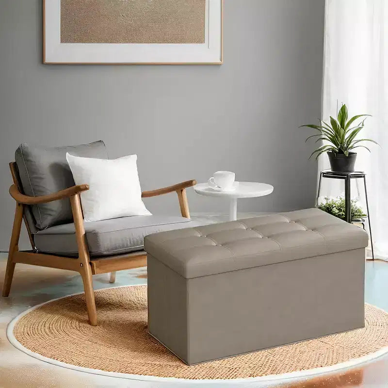 Banc de rangement en similicuir de 76 cm, 7 couleurs, 1 place
