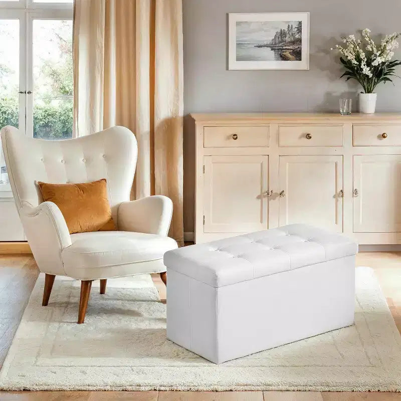 Banc de rangement en similicuir de 76 cm, 7 couleurs, 1 place