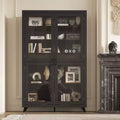 Famapy Black Modern - Style Bookcase with Magnetic - Suction Glass Doors and Internal Drawers