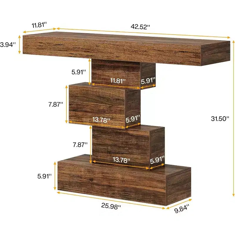 Console de ferme marron avec 2 compartiments de rangement