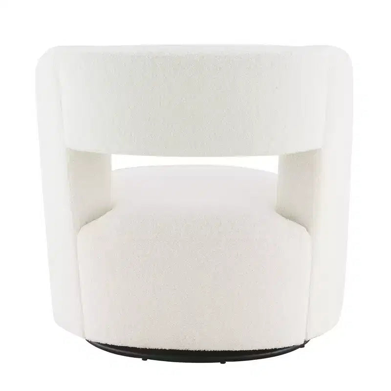 Fauteuil pivotant à 360° en tissu bouclette, crème / gris / rose, une place