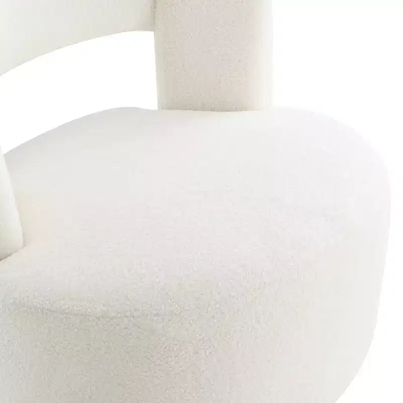 Fauteuil pivotant à 360° en tissu bouclette, crème / gris / rose, une place