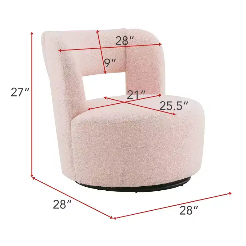 Fauteuil pivotant à 360° en tissu bouclette, crème / gris / rose, une place