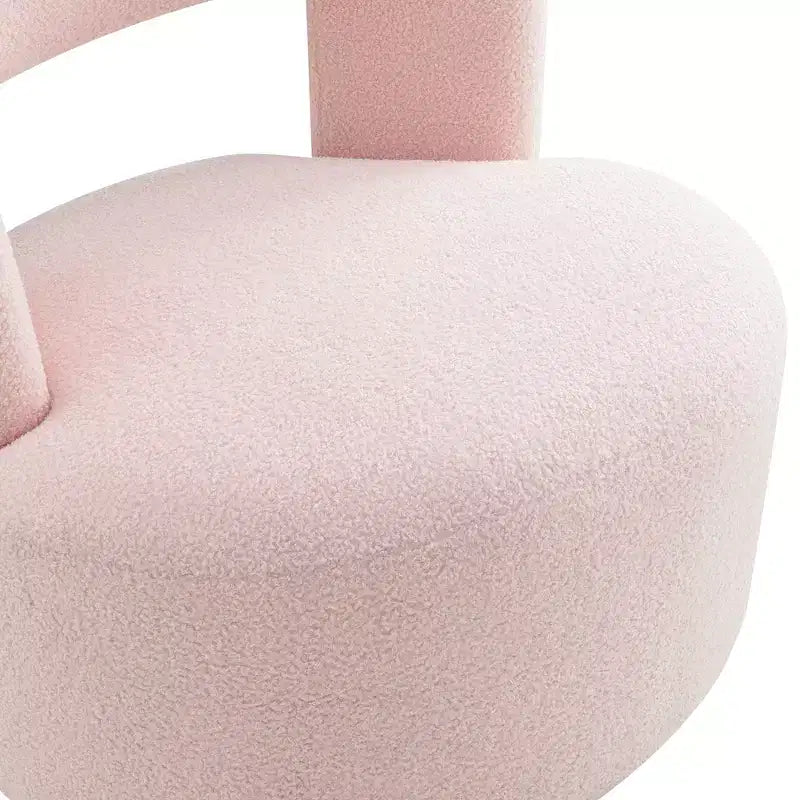 Fauteuil pivotant à 360° en tissu bouclette, crème / gris / rose, une place