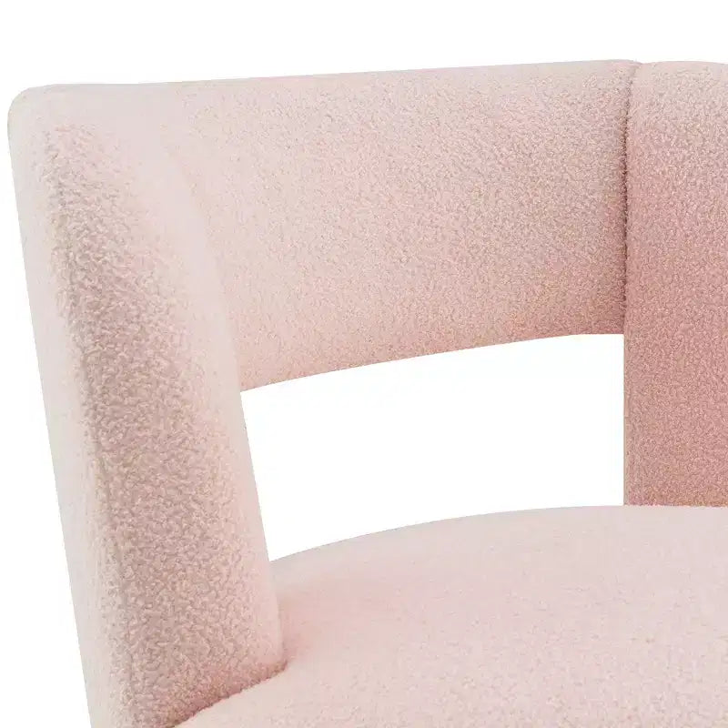 Fauteuil pivotant à 360° en tissu bouclette, crème / gris / rose, une place