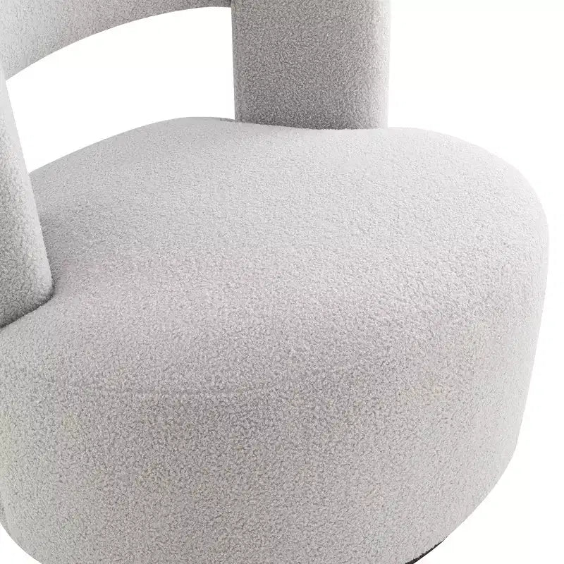 Fauteuil pivotant à 360° en tissu bouclette, crème / gris / rose, une place