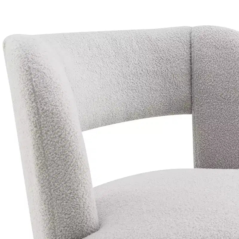 Fauteuil pivotant à 360° en tissu bouclette, crème / gris / rose, une place