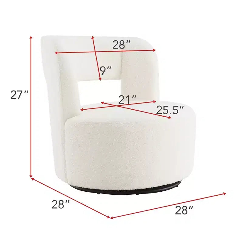 Fauteuil pivotant à 360° en tissu bouclette, crème / gris / rose, une place