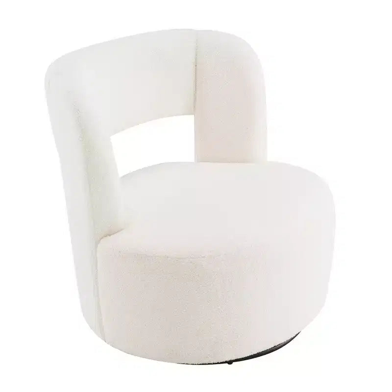 Fauteuil pivotant à 360° en tissu bouclette, crème / gris / rose, une place