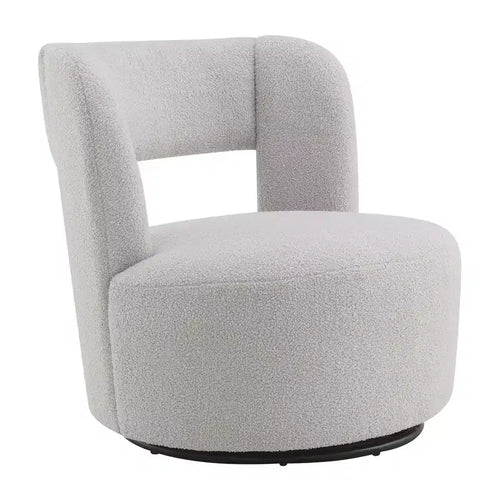 GDFStudio Blithe 360 Swivel Teddy Upholstered Wood Chair