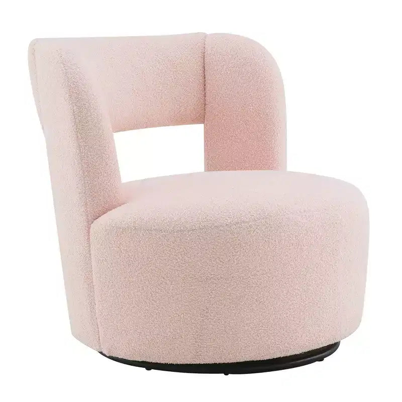 Fauteuil pivotant à 360° en tissu bouclette, crème / gris / rose, une place
