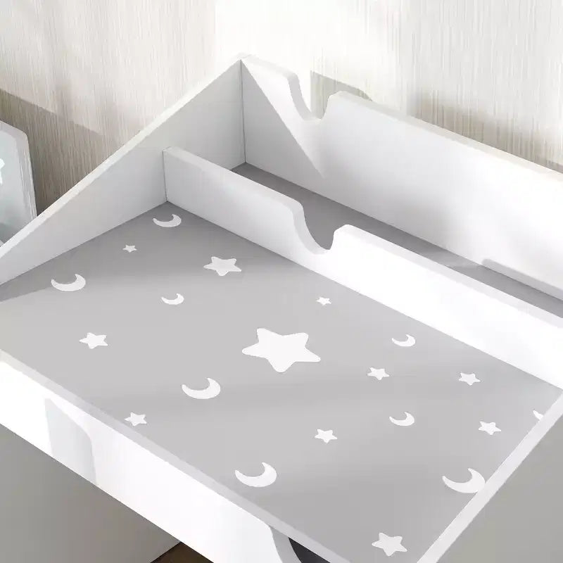 Bureau d'activités pour enfants gris / rose avec tiroir de rangement, un siège