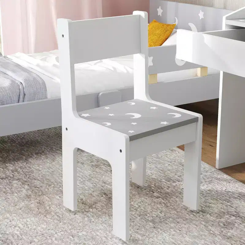 Bureau d'activités pour enfants gris / rose avec tiroir de rangement, un siège