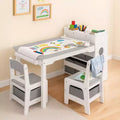 Gris / Naturel, Ensemble Table d'activité rectangulaire et 2 chaises, pour 2 enfants