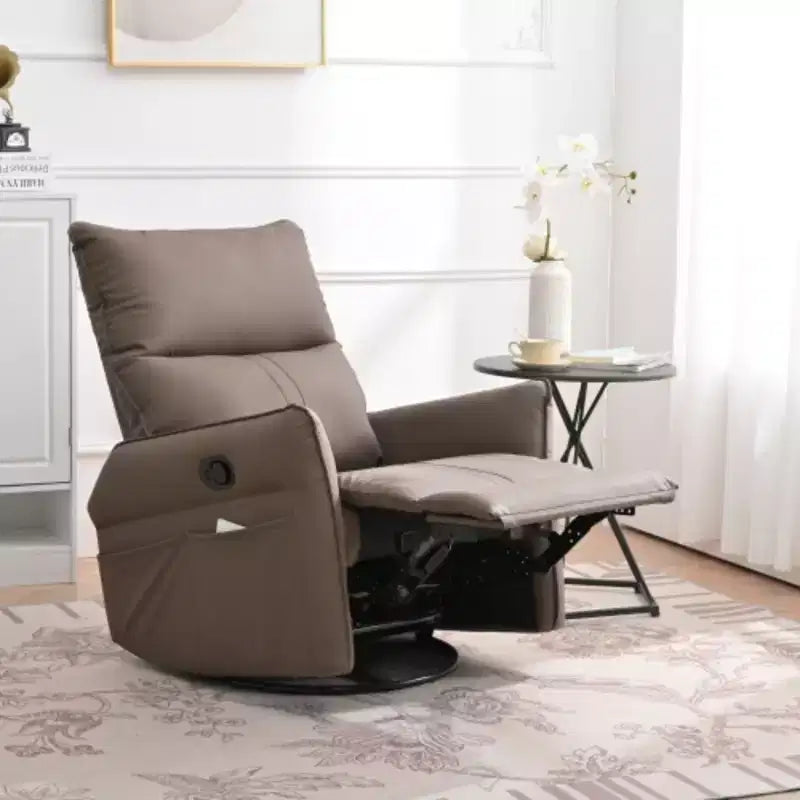 Fauteuil inclinable pivotant et basculant marron/gris avec repose-pieds, 1 place
