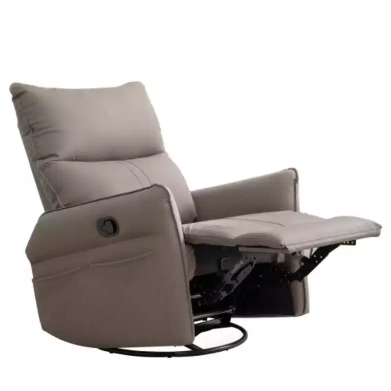 Fauteuil inclinable pivotant et basculant marron/gris avec repose-pieds, 1 place