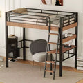 Space-Saving Black Metal Twin Loft Bed: Desk, Storage and Ladder
