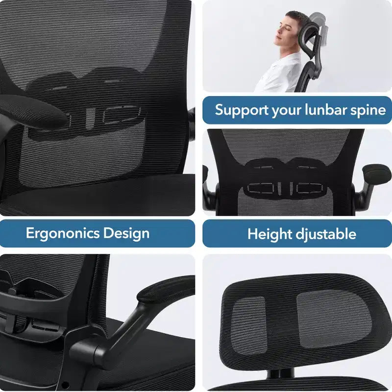Chaise de bureau en résille noire, individuelle, réglable