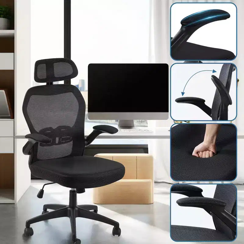 Chaise de bureau en résille noire, individuelle, réglable