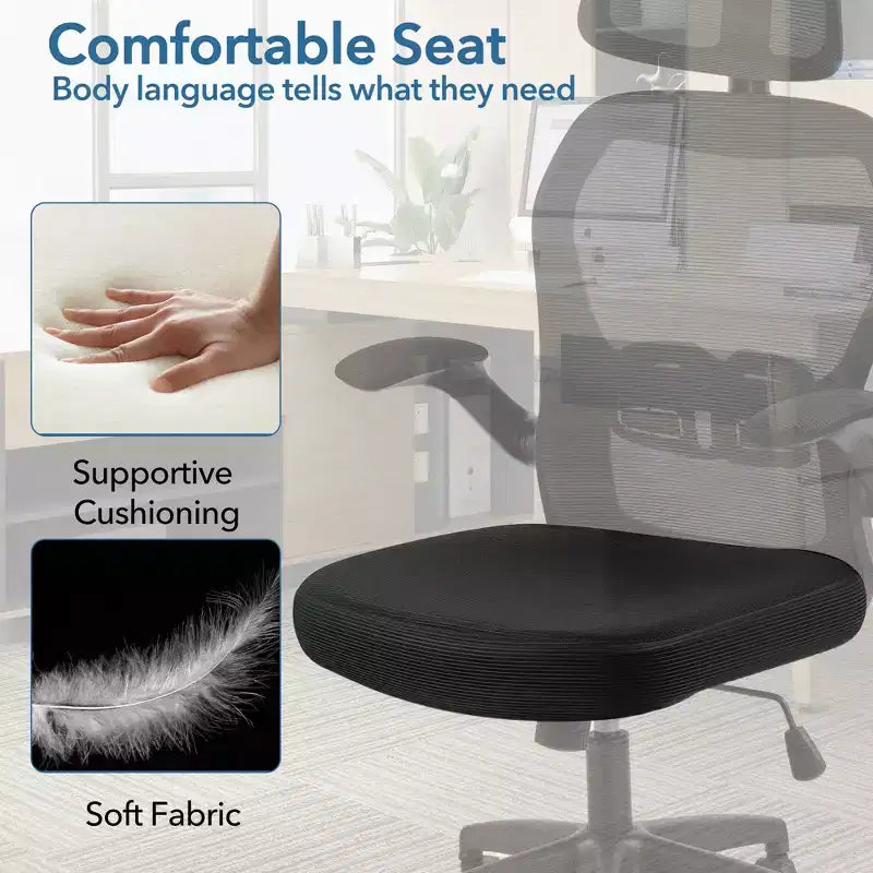 Chaise de bureau en résille noire, individuelle, réglable