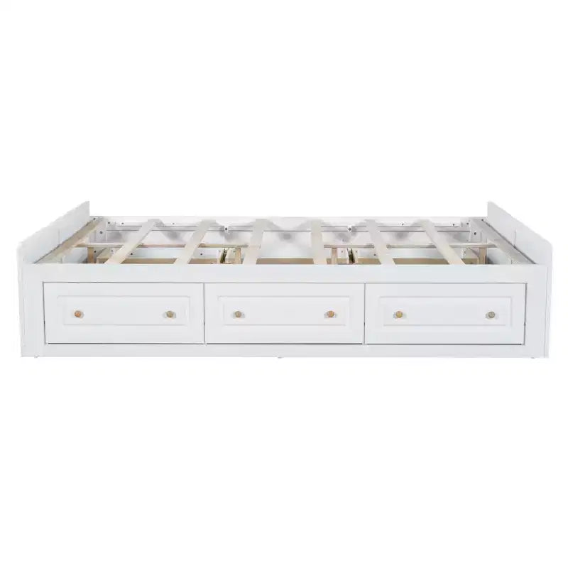Lit plateforme queen avec 6 tiroirs, expresso/gris/blanc, 1 personne